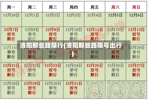 洛阳那些路限行(洛阳那些路限号出行)