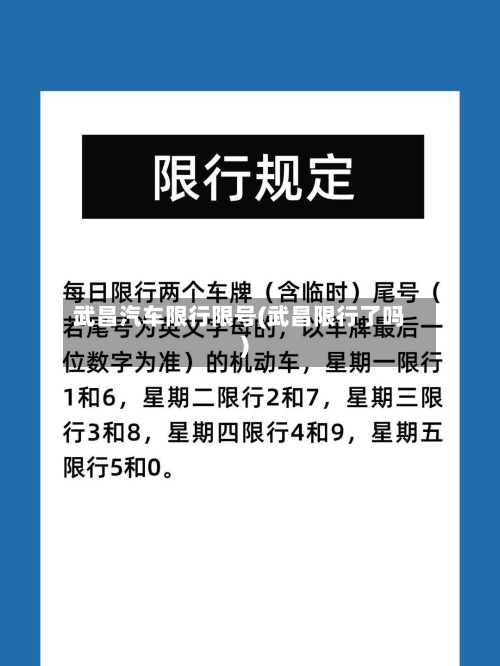 武昌汽车限行限号(武昌限行了吗)-第3张图片