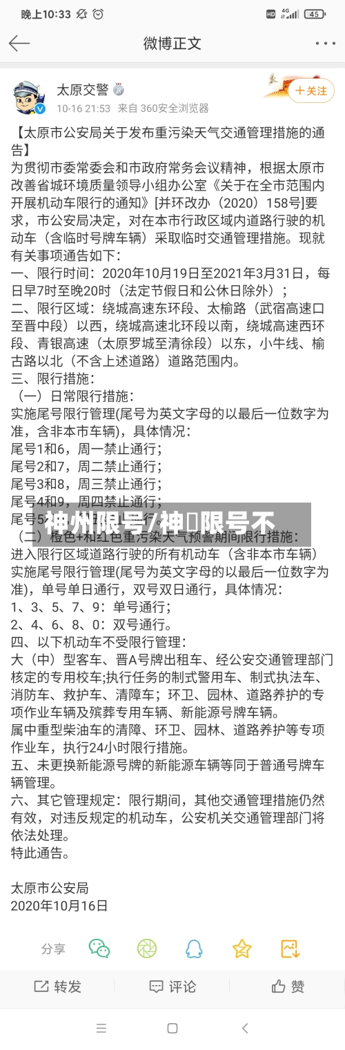 神州限号/神垕限号不