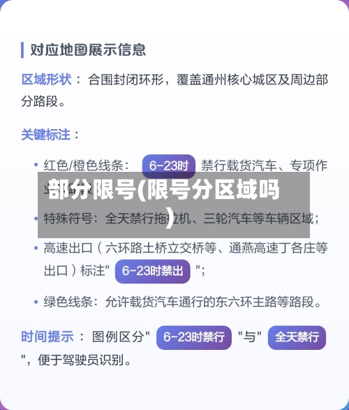 部分限号(限号分区域吗)