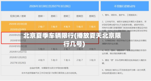 北京夏季车辆限行(播放夏天北京限行几号)