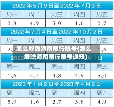 怎么解除海南限行限号(怎么解除海南限行限号通知)