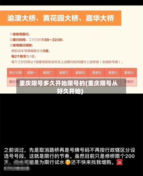 重庆限号多久开始限号的(重庆限号从好久开始)-第3张图片