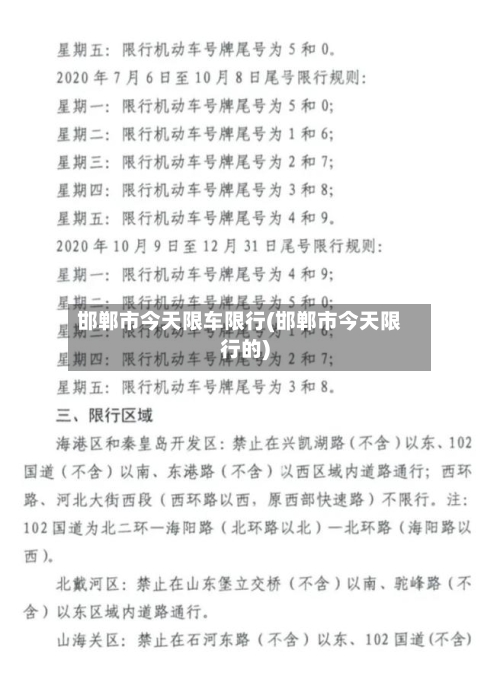 邯郸市今天限车限行(邯郸市今天限行的)