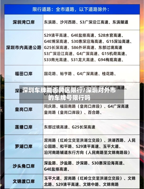 深圳车牌能否跨区限行/深圳对外市的车牌号限行吗