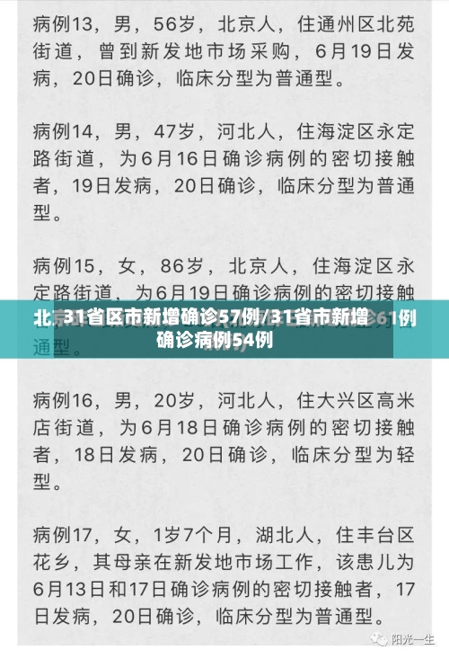 31省区市新增确诊57例/31省市新增确诊病例54例