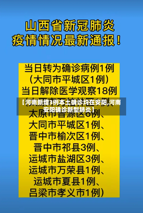 【河南新增3例本土确诊均在安阳,河南安阳确诊新型肺炎】