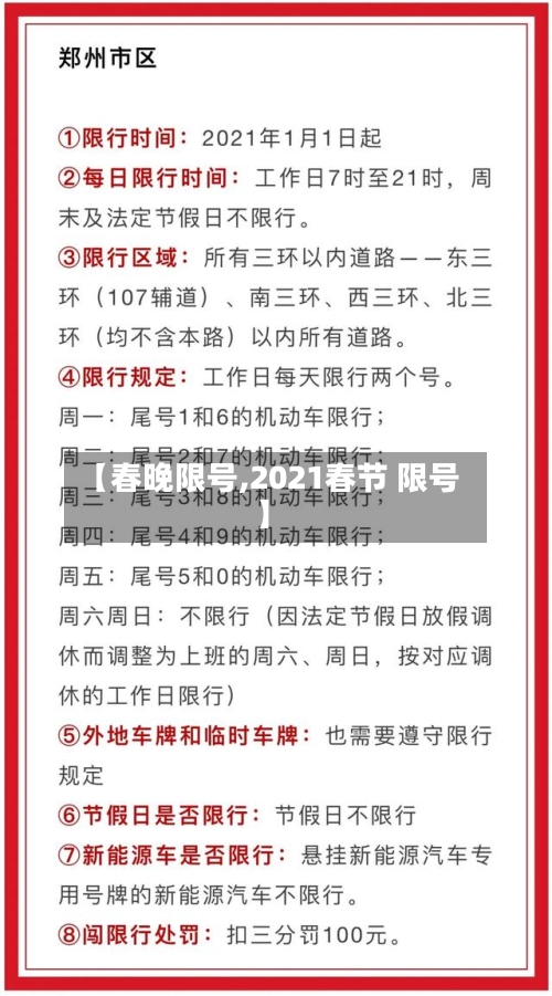 【春晚限号,2021春节 限号】