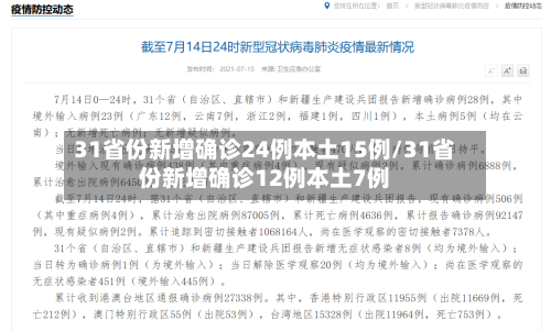 31省份新增确诊24例本土15例/31省份新增确诊12例本土7例-第2张图片