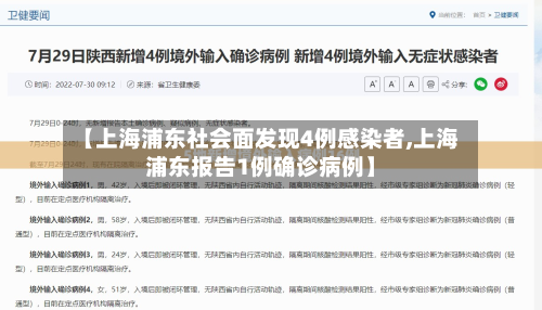 【上海浦东社会面发现4例感染者,上海浦东报告1例确诊病例】-第2张图片