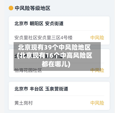 北京现有39个中风险地区(北京现有16个中高风险区都在哪儿)