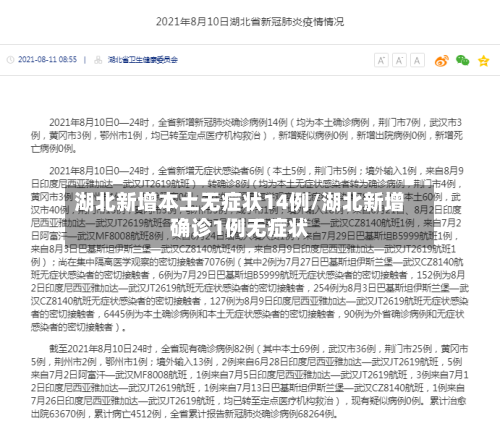 湖北新增本土无症状14例/湖北新增确诊1例无症状