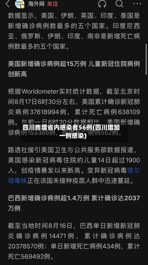 四川昨增省内感染者56例(四川增加一例感染)