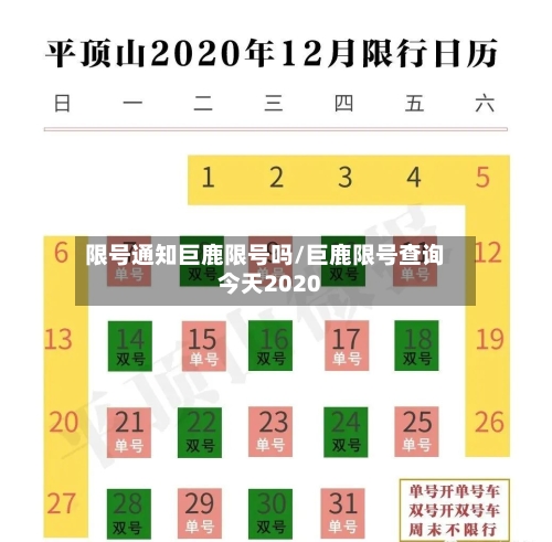 限号通知巨鹿限号吗/巨鹿限号查询今天2020