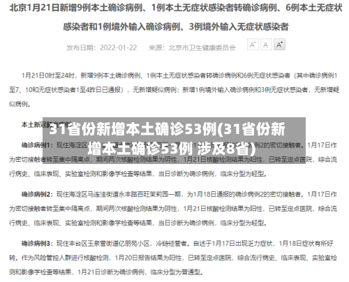 31省份新增本土确诊53例(31省份新增本土确诊53例 涉及8省)