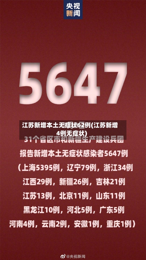 江苏新增本土无症状62例(江苏新增4例无症状)