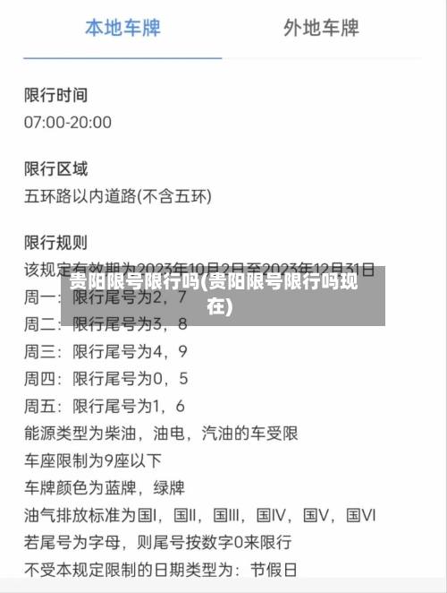贵阳限号限行吗(贵阳限号限行吗现在)-第2张图片