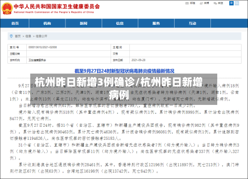 杭州昨日新增3例确诊/杭州昨日新增病例