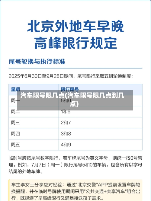 汽车限号限几点(汽车限号限几点到几点)