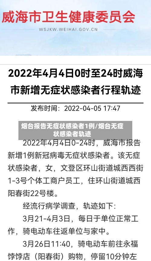 烟台报告无症状感染者1例/烟台无症状感染者轨迹