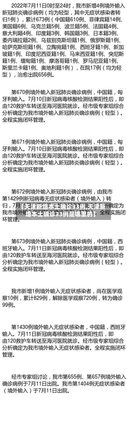 【天津新增本土确诊33例,天津新增本土确诊33例是哪里的】