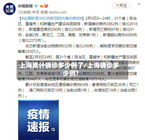 上海累计确诊多少例了/上海确诊多少例?