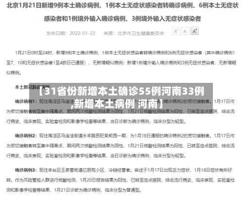 【31省份新增本土确诊55例河南33例,新增本土病例 河南】