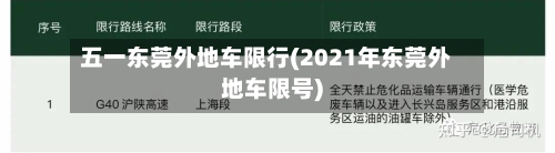 五一东莞外地车限行(2021年东莞外地车限号)