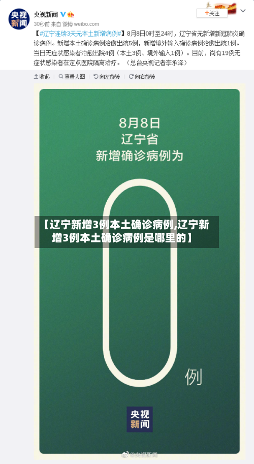 【辽宁新增3例本土确诊病例,辽宁新增3例本土确诊病例是哪里的】