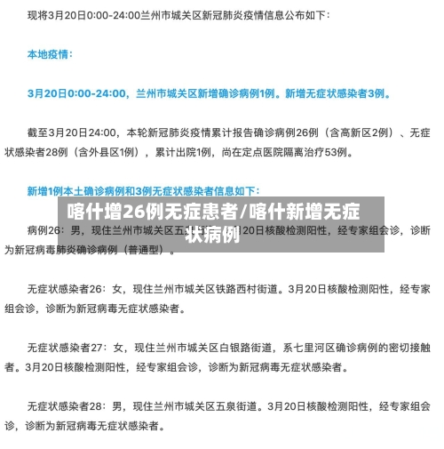 喀什增26例无症患者/喀什新增无症状病例