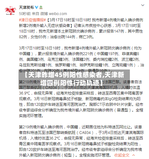 【天津昨增45例阳性感染者,天津新增四例阳性行动轨迹】