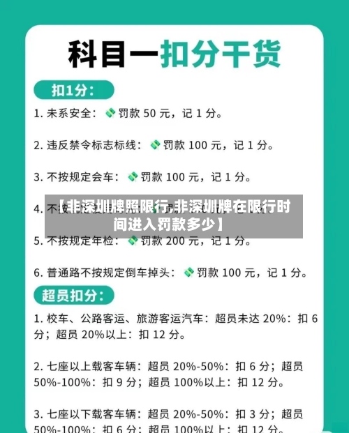 【非深圳牌照限行,非深圳牌在限行时间进入罚款多少】