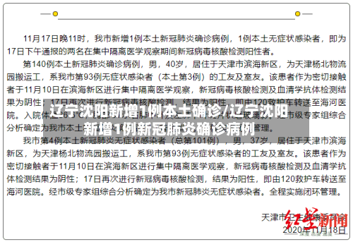 辽宁沈阳新增1例本土确诊/辽宁沈阳新增1例新冠肺炎确诊病例