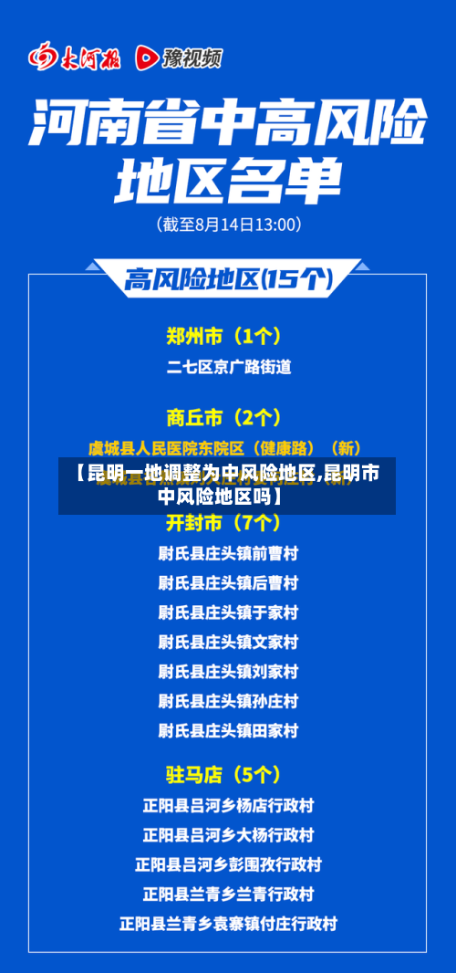 【昆明一地调整为中风险地区,昆明市中风险地区吗】