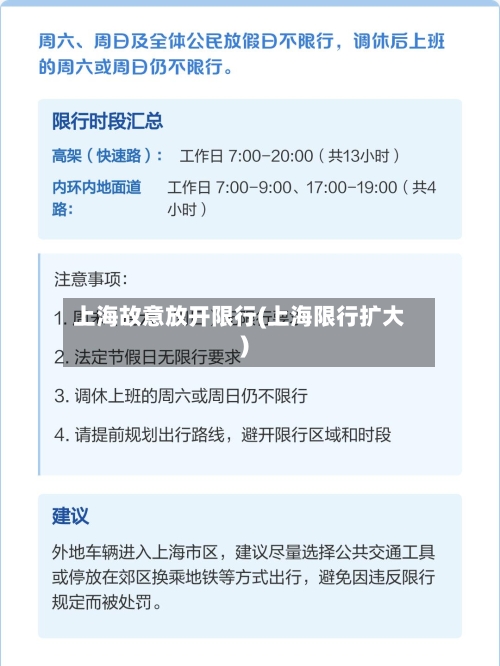 上海故意放开限行(上海限行扩大)
