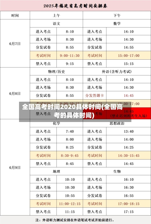 全国高考时间2020具体时间(全国高考的具体时间)-第2张图片