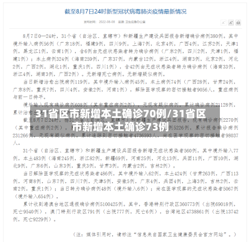 31省区市新增本土确诊70例/31省区市新增本土确诊73例-第2张图片