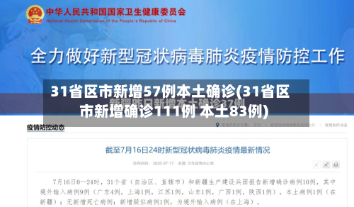 31省区市新增57例本土确诊(31省区市新增确诊111例 本土83例)