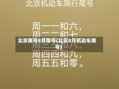 北京限号8月限号(北京8月机动车限号)
