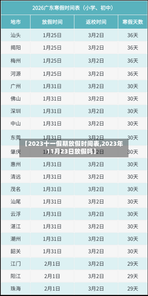 【2023十一假期放假时间表,2023年11月23日放假吗】-第2张图片