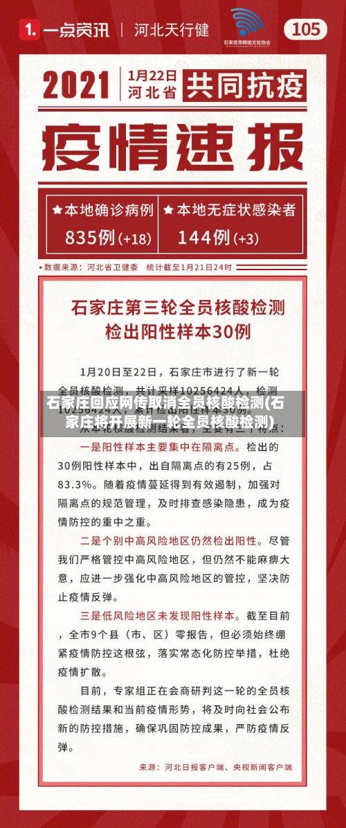 石家庄回应网传取消全员核酸检测(石家庄将开展新一轮全员核酸检测)