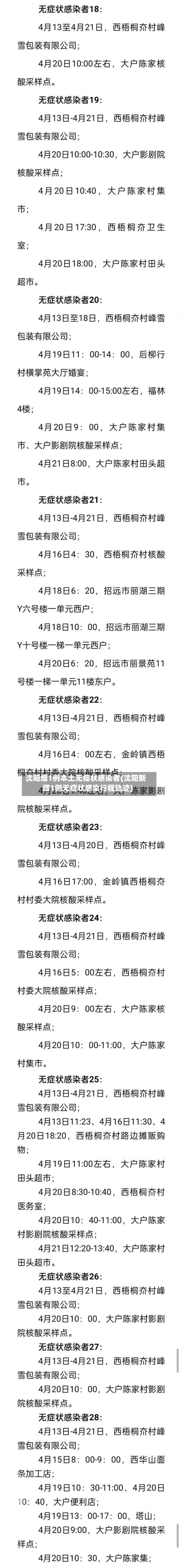 沈阳增1例本土无症状感染者(沈阳新增1例无症状感染行程轨迹)-第2张图片