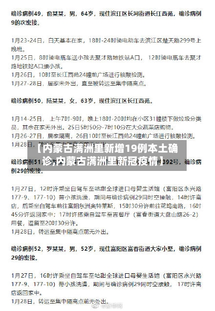 【内蒙古满洲里新增19例本土确诊,内蒙古满洲里新冠疫情】