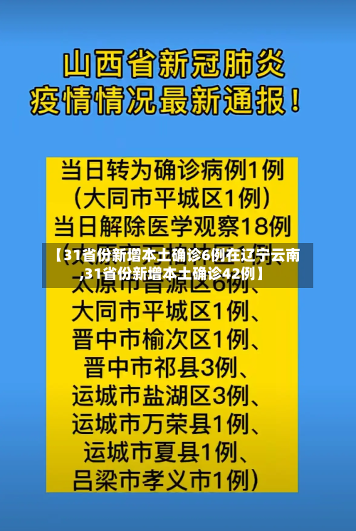 【31省份新增本土确诊6例在辽宁云南,31省份新增本土确诊42例】-第2张图片