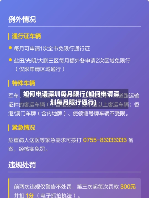 如何申请深圳每月限行(如何申请深圳每月限行通行)