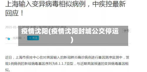 疫情沈阳(疫情沈阳封城公交停运)-第3张图片
