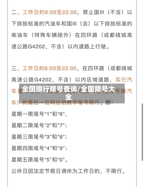 全国限行限号查询/全国限号大全-第3张图片