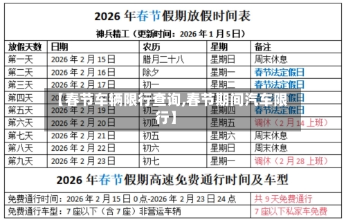 【春节车辆限行查询,春节期间汽车限行】-第3张图片