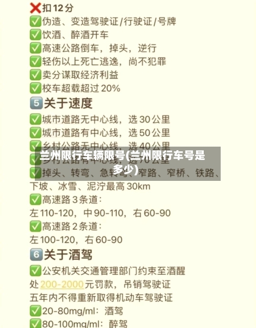 兰州限行车辆限号(兰州限行车号是多少)-第2张图片