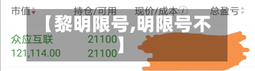 【黎明限号,明限号不】